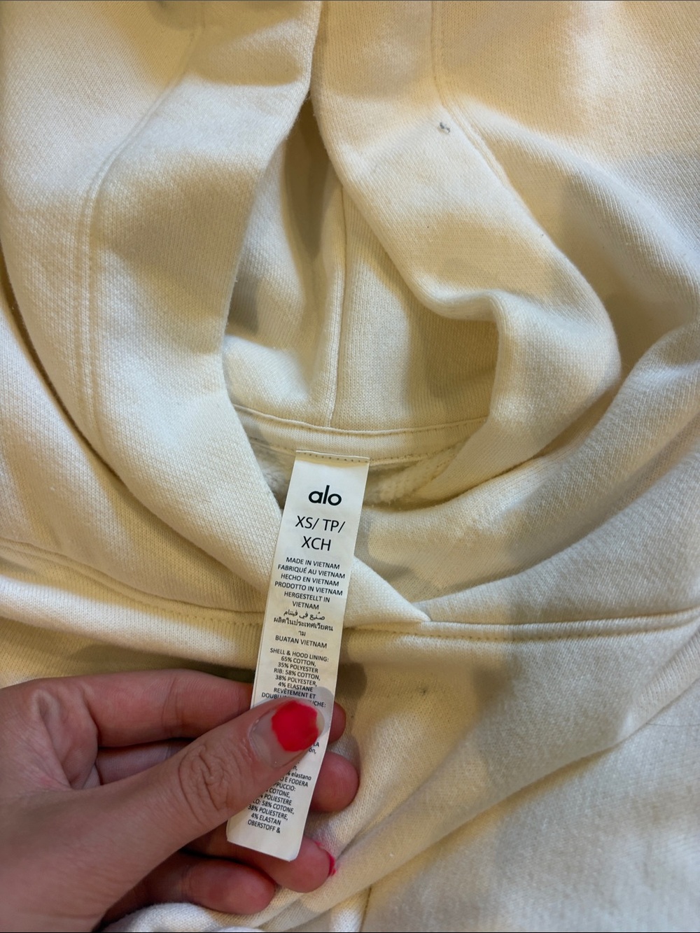 ALO Cropped Hoodie - Cream Hooded Sweatshirt